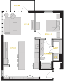 Floor Plan  A9 Floor Plan at The Case Building Apartments in Deep Ellum, Dallas, Texas