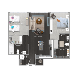 2 bed 2 bath D4 Floor Plan at The Edison at Union Market, Washington