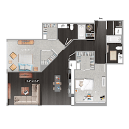 2 bed 2 bath D8 Floor Plan at The Edison at Union Market, Washington, DC