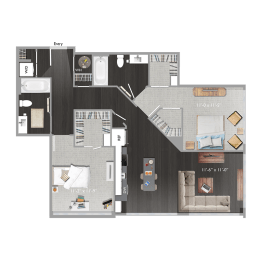 2 bed 2 bath D9 Floor Plan at The Edison at Union Market, Washington, 20002