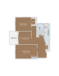 two bedroom floor plan at Highview and Castle Manor, Washington, Washington