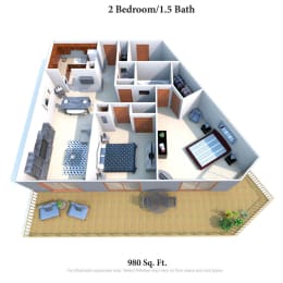 2 bed 1 bath A at Indian Lookout Apartments, Ohio