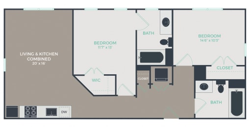 B1-A_2B2B_998 Floor Plan at Link Apartments® Mixson, South Carolina