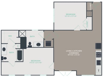 B3-C_2B2B-1063 Floor Plan at Link Apartments® Mixson, North Charleston, South Carolina