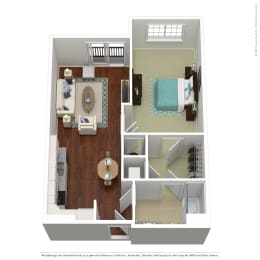 1 bedroom 1 bathroom Floorplan G at South 16 At The Bridges, Roanoke, 24016