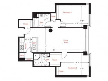D-1 Floor Plan at Met Lofts, California