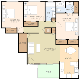  Floor Plan Three Bedroom Two Bath