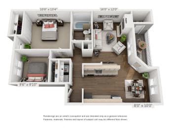 Wahkeena Floor Plan at Parkside Apartments, Gresham, OR, 97080