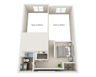 2nd Floor Penthouse 3 2 Bed 2 Bath Floor Plan at The Edison Lofts Apartments, North Carolina
