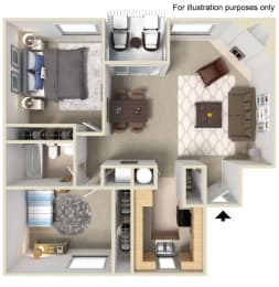 Delmar Floor plan at Silver Bay Apartments, Boise