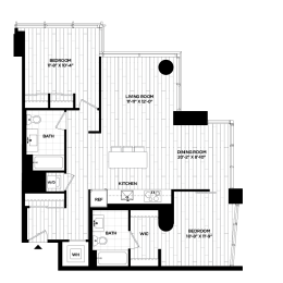  Floor Plan 2 Bed - 2 Bath | B16