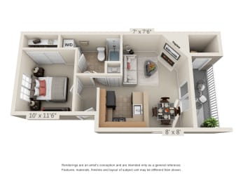 A1 Floor Plan at Waterford Apartments, Everett