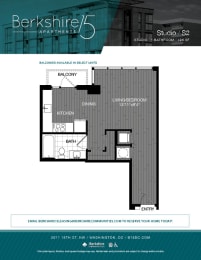 S2-Studio Floor Plan at Berkshire 15, Washington