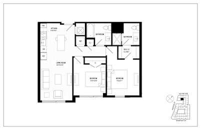 A black and white image of a house floor plan.