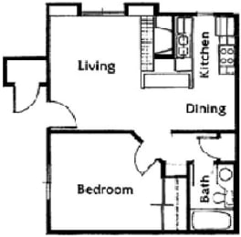Brittany Court one bedroom 2D floor plan