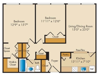  Floor Plan 2 Bedroom - 2 Bath | B01