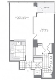 Studio Floor Plan at 220 Twentieth Street, Arlington, VA