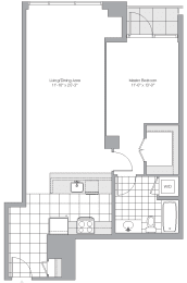  Floor Plan 1 Bedroom - 1 Bath | A14
