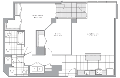  Floor Plan 2 Bedroom - 2 Bath | B16