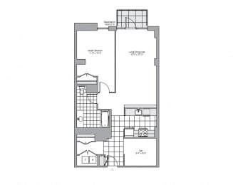  Floor Plan 1 Bedroom Den - 1 Bath | AD03