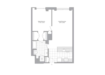  Floor Plan 1 Bedroom - 1 Bath | A10