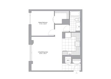  Floor Plan 1 Bedroom - 1 Bath | A03