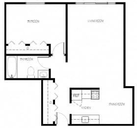 Braemar Gardens apartments 1 bedroom + 1 bathroom apartment floor plan in Coquitlam, BC