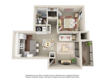  Floor Plan 1 Bed 1 Bath