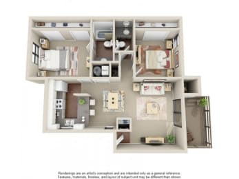  Floor Plan 2 Bed 1.5 Bath
