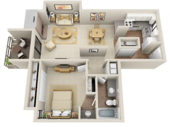  Floor Plan 1 Bed  and 1 Bath