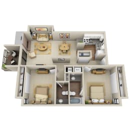  Floor Plan 2 Bed 1.5 Bath