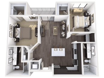 B2 floor plan at The View at Cascade Apartments, Scottsdale, AZ