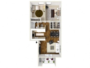 Chimayo 2 Bedroom 1 Bath 819 sq.ft. Floorplan at Eagle Point Apartments, NM, 87111