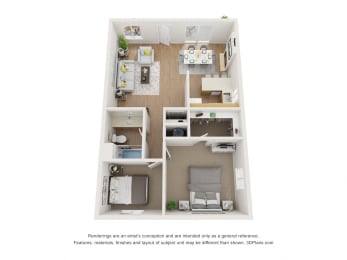 2 Bedroom Floor Plan at Kenyon Pointe, California