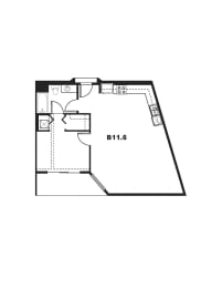 B11.6 Floor Plan at One Santa Fe Residential, Los Angeles, CA