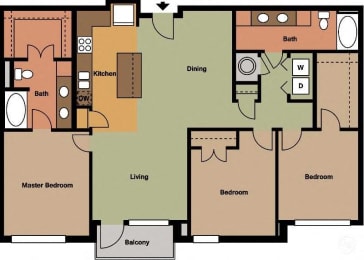 3 Bed | 2 Bath | 1463 sqft | Mercer Crossing Apartments