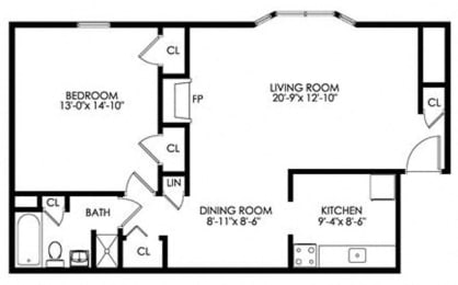  Floor Plan 1 Bedroom