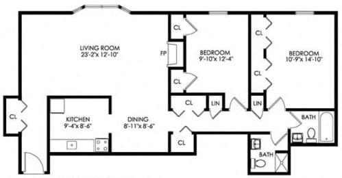  Floor Plan 2 Bedroom