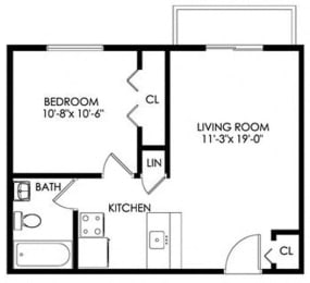  Floor Plan 1 Bedroom