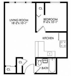 Floor Plan 1 Bedroom