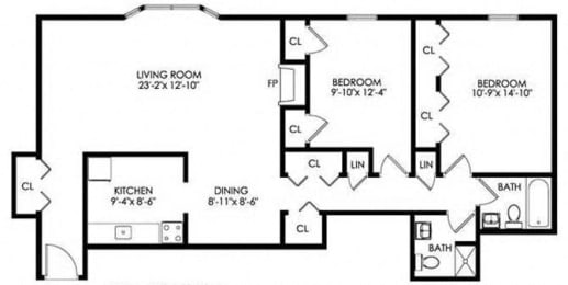  Floor Plan 2 Bedroom