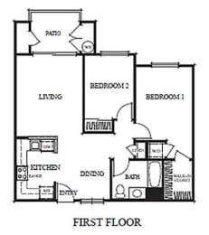 Two Bedroom A Floor Plan at Valencia at Gale Ranch, San Ramon