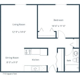 Windsor Apartments | One Bedroom Floor Plan