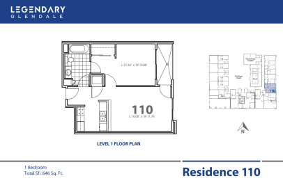 Floor Plan 110 at Legendary Glendale Luxury Apartment Homes on 300 N Central Ave