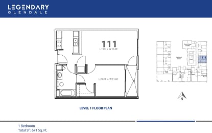 Floor Plan 111 at Legendary Glendale Modern Apartments, in Glendale, CA