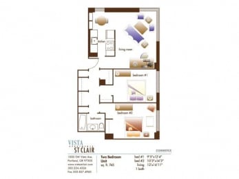  Floor Plan Two Bed, One Bath