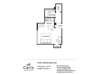 a floor plan of a house with a bedroom and a living room
