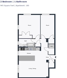  Floor Plan 2 Bedroom 1 Bathroom