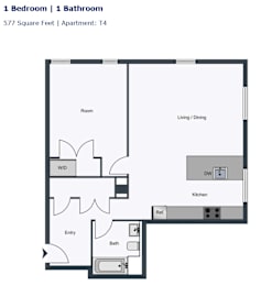  Floor Plan 1 Bedroom 1 Bath