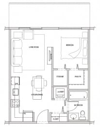 Bachelor, one bathroom apartment layout at Hoylake Apartments in Victoria, BC
